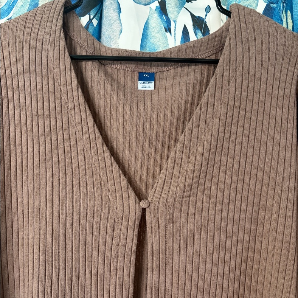 Mauve Ribbed Cardigan - Picture 2 of 4